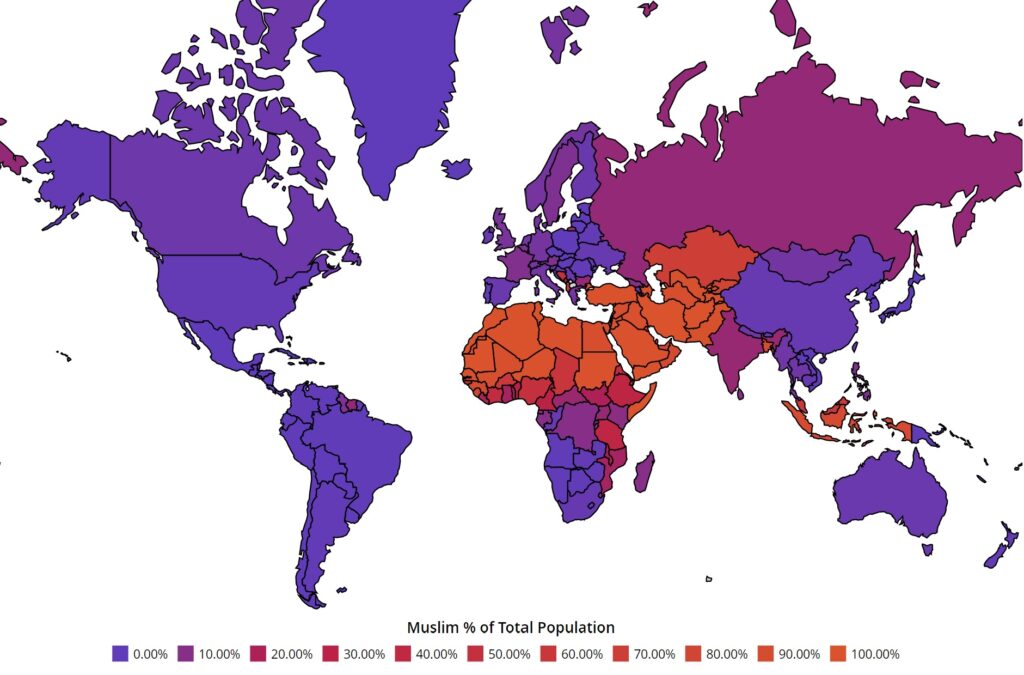 The population of Muslim countries in the world